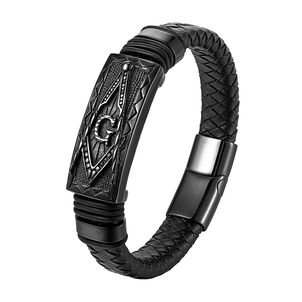 Fashion Genuine Leather Bracelet Gold Color Easy Hook Totem/Geometric Pattern Luxury Jewelry For Birthday Blessing Gift Pulseira