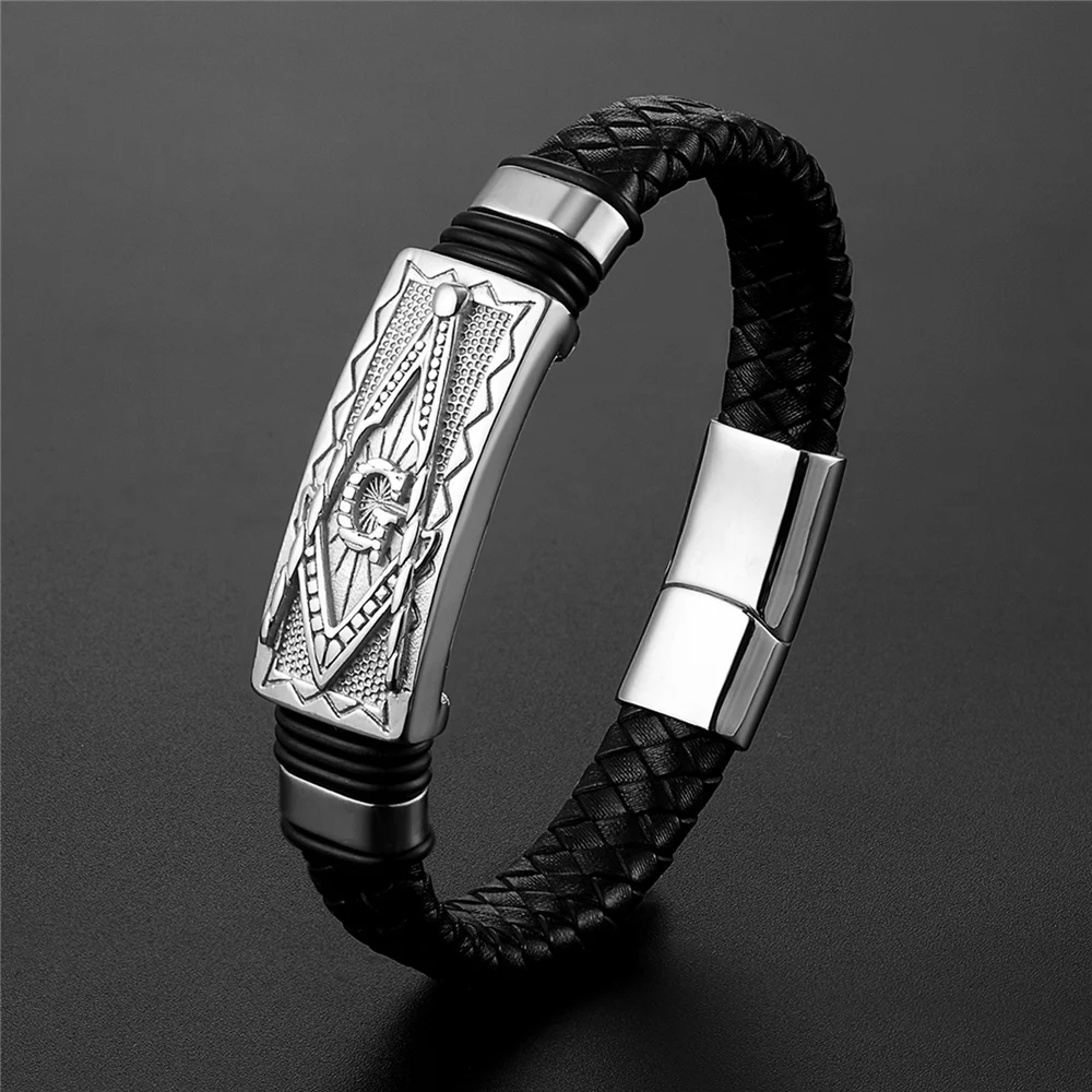 Fashion Genuine Leather Bracelet Gold Color Easy Hook Totem/Geometric Pattern Luxury Jewelry For Birthday Blessing Gift Pulseira