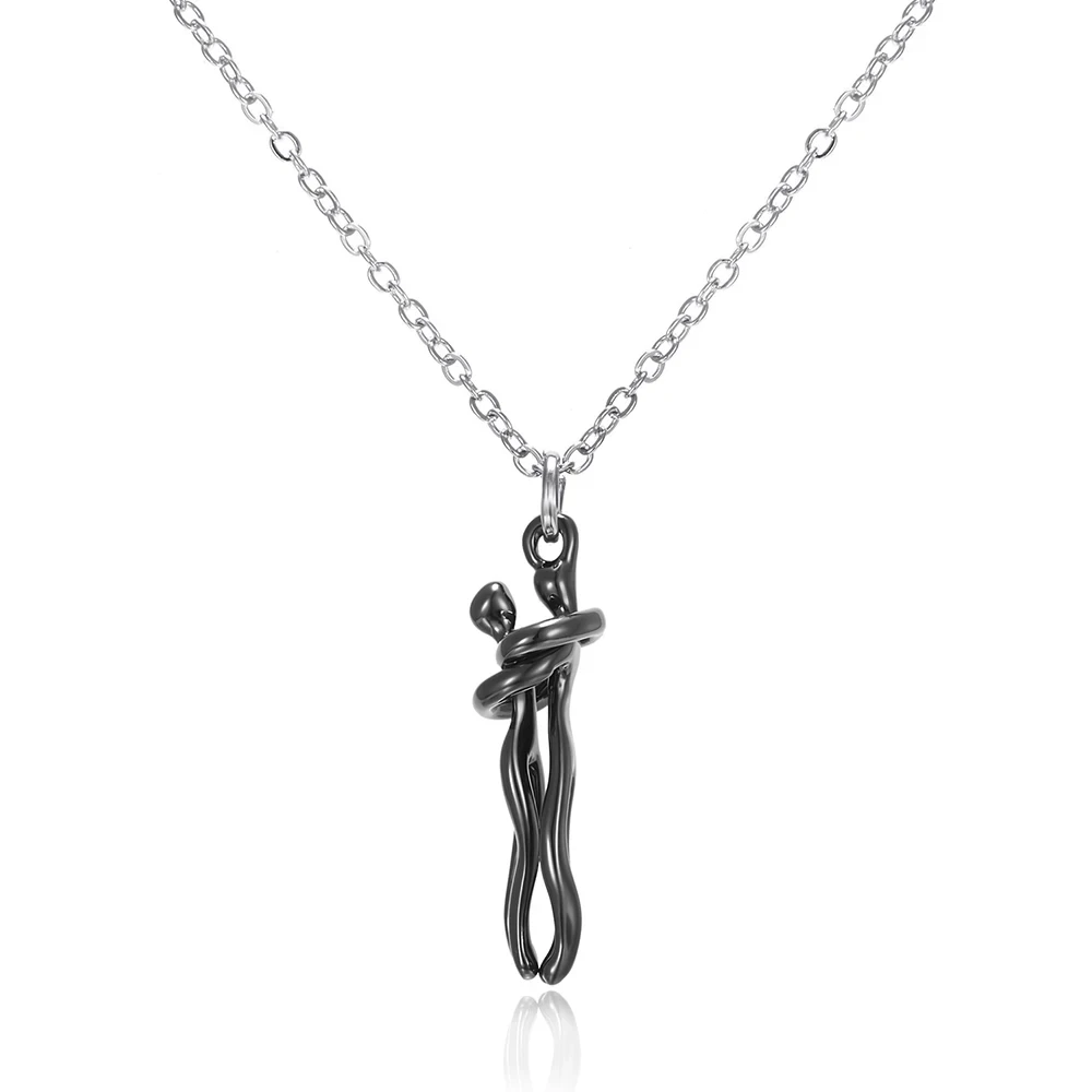 Hip Hop Enbrace Couple Pendant For Women Men Punk Lovers Hug Necklace Promise Jewelry Party Gifts New Fashion