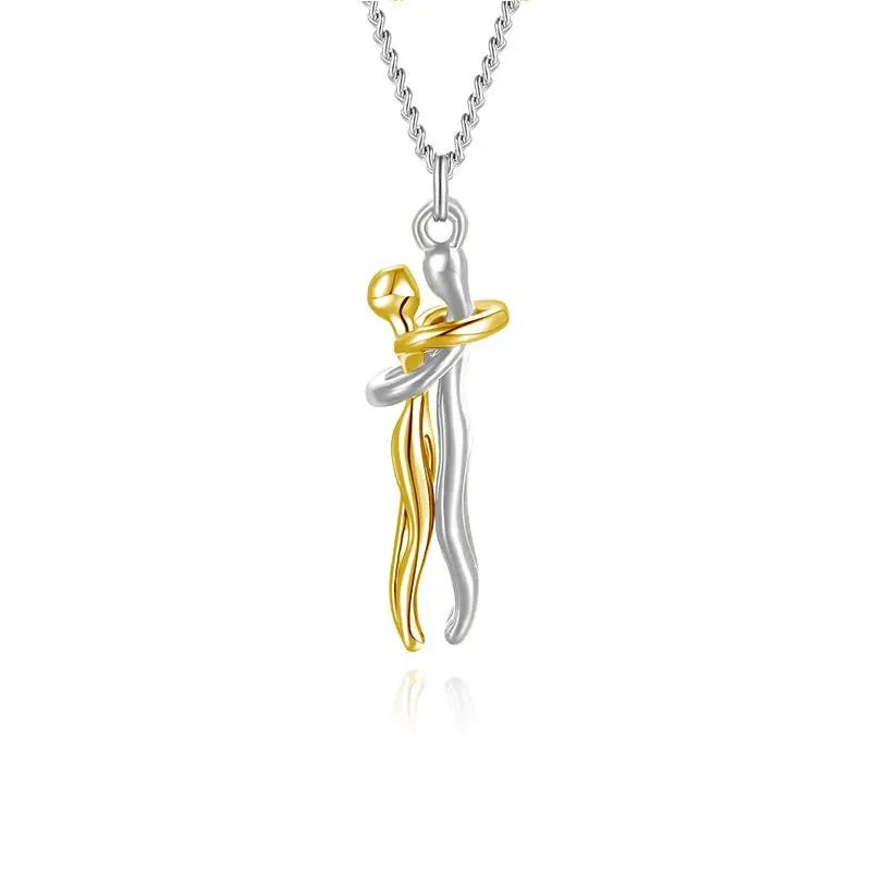 Hip Hop Enbrace Couple Pendant For Women Men Punk Lovers Hug Necklace Promise Jewelry Party Gifts New Fashion