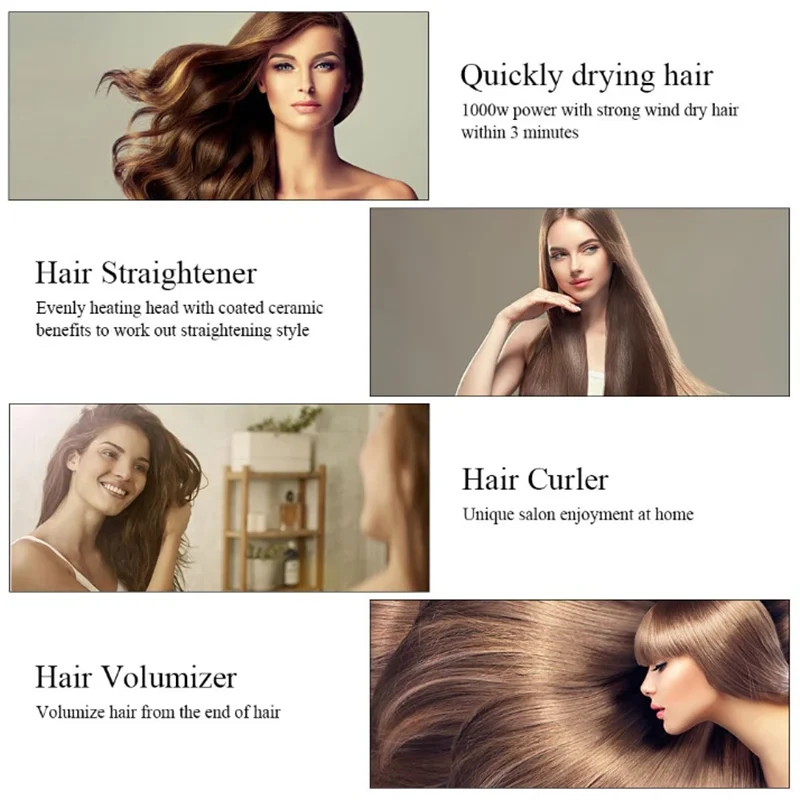 3 in 1 Hair Dryer Brush Dryer and Straightening Brush One Step Hot Air Brush Women's Hair Brush Professional Hair Straightener