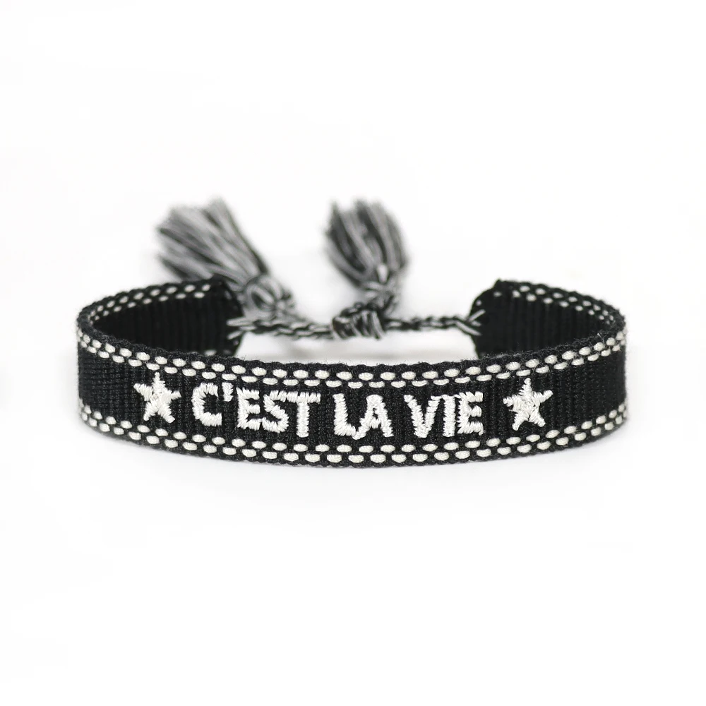 Woven Friendship Bracelet For Women With Saying C'EST LA VIE Summer Stackable Jewelry