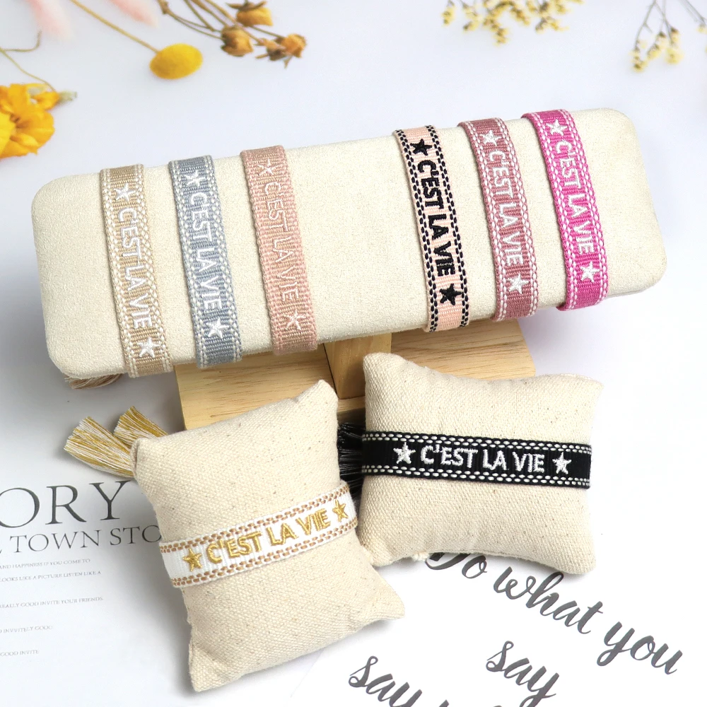 Woven Friendship Bracelet For Women With Saying C'EST LA VIE Summer Stackable Jewelry