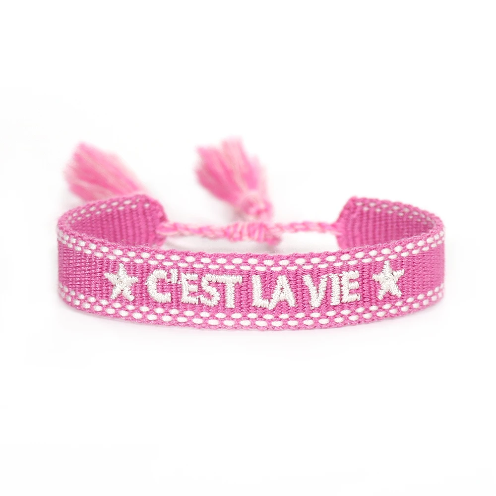 Woven Friendship Bracelet For Women With Saying C'EST LA VIE Summer Stackable Jewelry