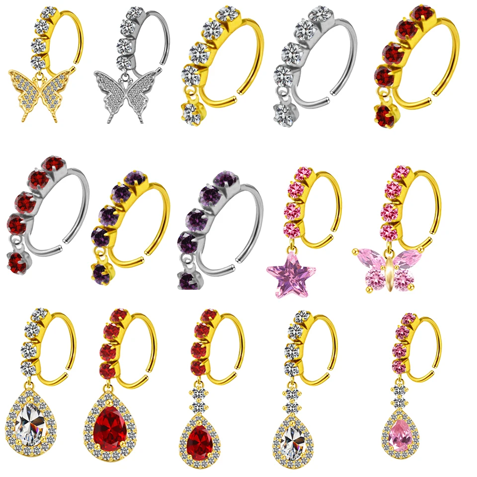 Nose Piercing Nose Ring Stainless Steel Colorful Nose Ring Dangle Nose Rings Piercing Jewelry For Women