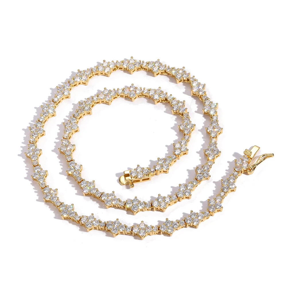 TOPGRILLZ New Honeycomb Necklace Classic 7MM Tennis Chain Hip Hop Punk Jewelry High Quality Choker Necklace For Anniversary Gift