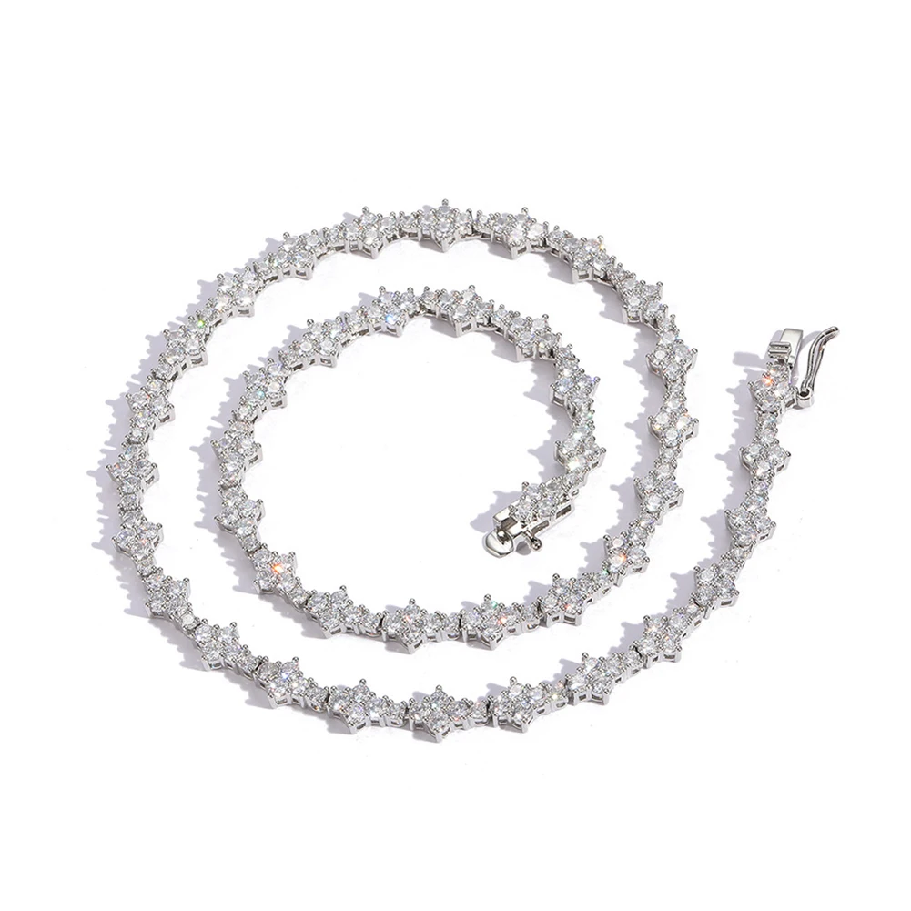TOPGRILLZ New Honeycomb Necklace Classic 7MM Tennis Chain Hip Hop Punk Jewelry High Quality Choker Necklace For Anniversary Gift