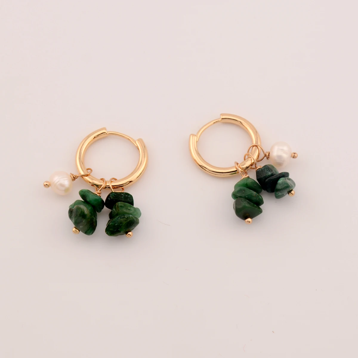 Women Bohemia Jewelry Of Small Hoops Pendant Earring With Crushed Stone Pearl Blue Green Stone Earrings