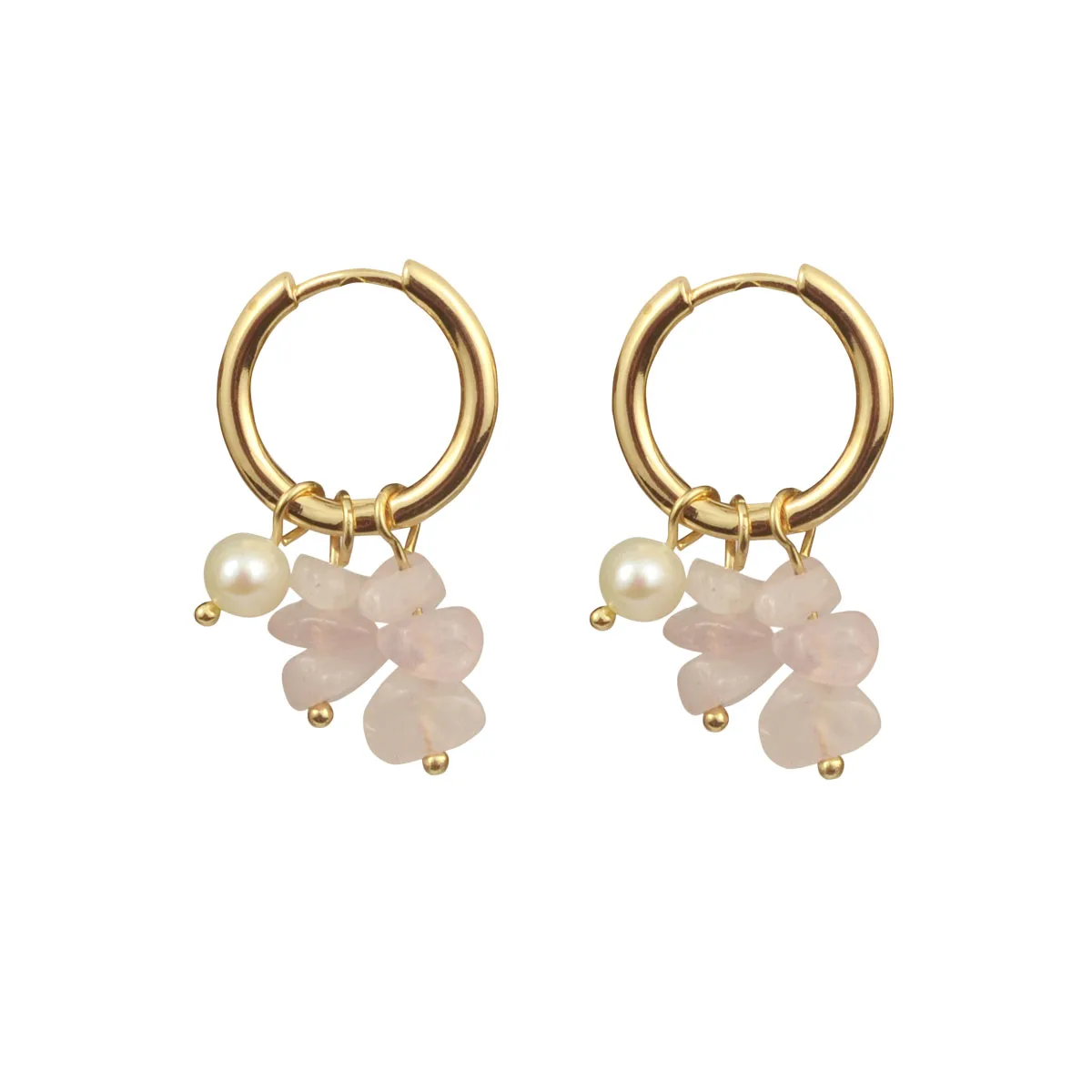 Women Bohemia Jewelry Of Small Hoops Pendant Earring With Crushed Stone Pearl Blue Green Stone Earrings