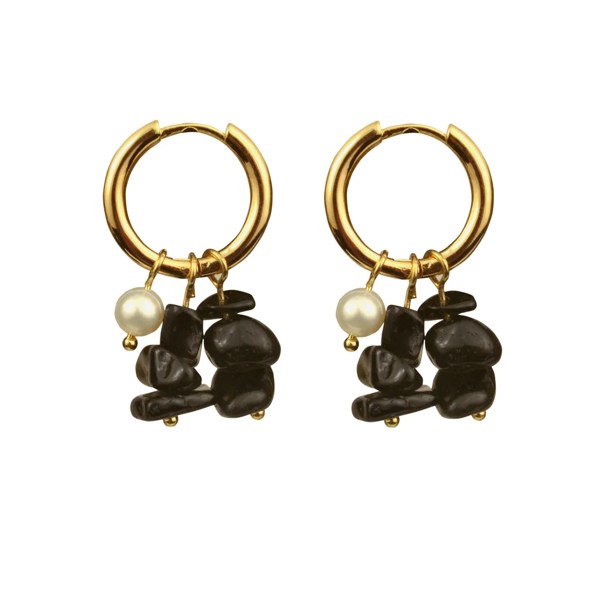 Women Bohemia Jewelry Of Small Hoops Pendant Earring With Crushed Stone Pearl Blue Green Stone Earrings