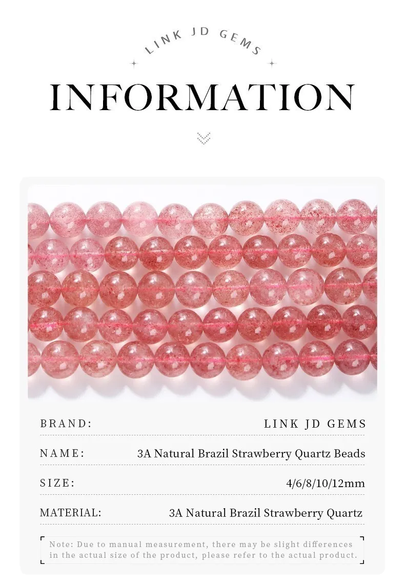 5A Quality Natural Brazil Strawberry Crystal Quartz Bead Round Loose Spacer Lucky Bead For Jewelry Making Diy Bracelet Accessory