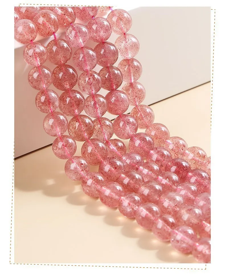 5A Quality Natural Brazil Strawberry Crystal Quartz Bead Round Loose Spacer Lucky Bead For Jewelry Making Diy Bracelet Accessory