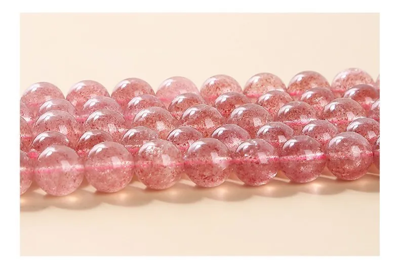 5A Quality Natural Brazil Strawberry Crystal Quartz Bead Round Loose Spacer Lucky Bead For Jewelry Making Diy Bracelet Accessory