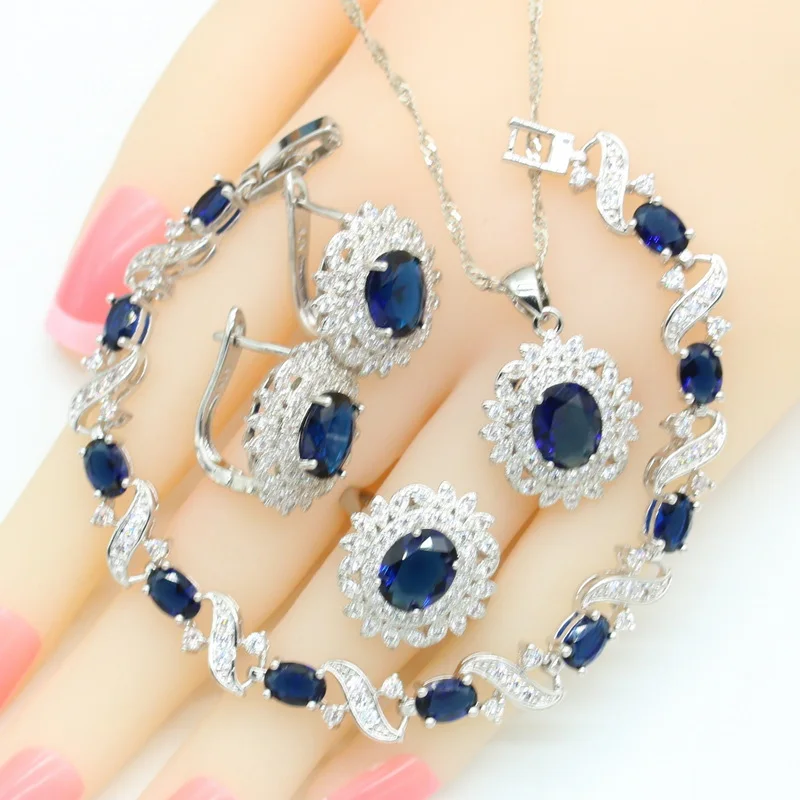 Purple Amethyst Dubai Silver 925 Bridal Jewelry Sets For Women Bracelet Hoop Earrings Necklace Pendant Rings Best Gift