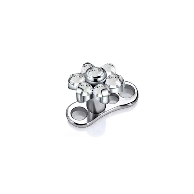14G G23 Titanium Microdermals Flower Zircon Dermal Anchor Snake Bee Internal Thread Piercing Butterfly Skin Diver Body Jewelry
