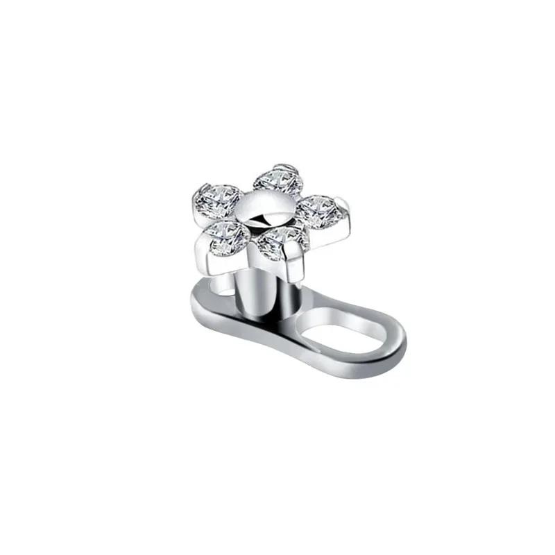 14G G23 Titanium Microdermals Flower Zircon Dermal Anchor Snake Bee Internal Thread Piercing Butterfly Skin Diver Body Jewelry