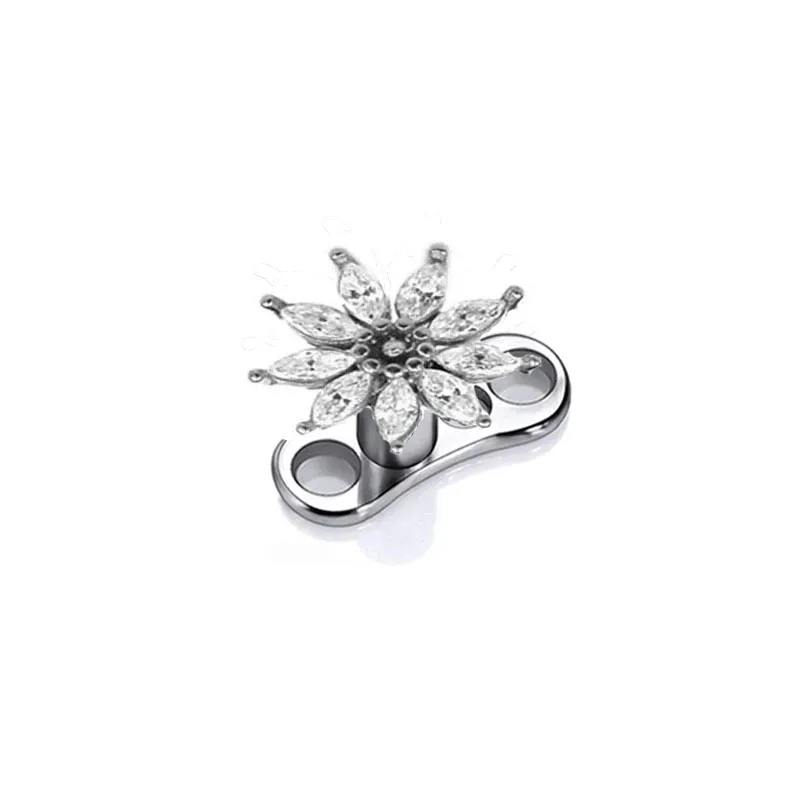 14G G23 Titanium Microdermals Flower Zircon Dermal Anchor Snake Bee Internal Thread Piercing Butterfly Skin Diver Body Jewelry