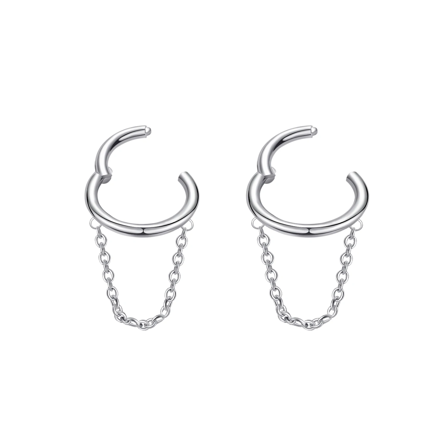 VOJO G23 Titanium 16G Cartilage Helix Piercing Jewelry, Stainless Steel Chain Dangle Hoop Earrings for Women