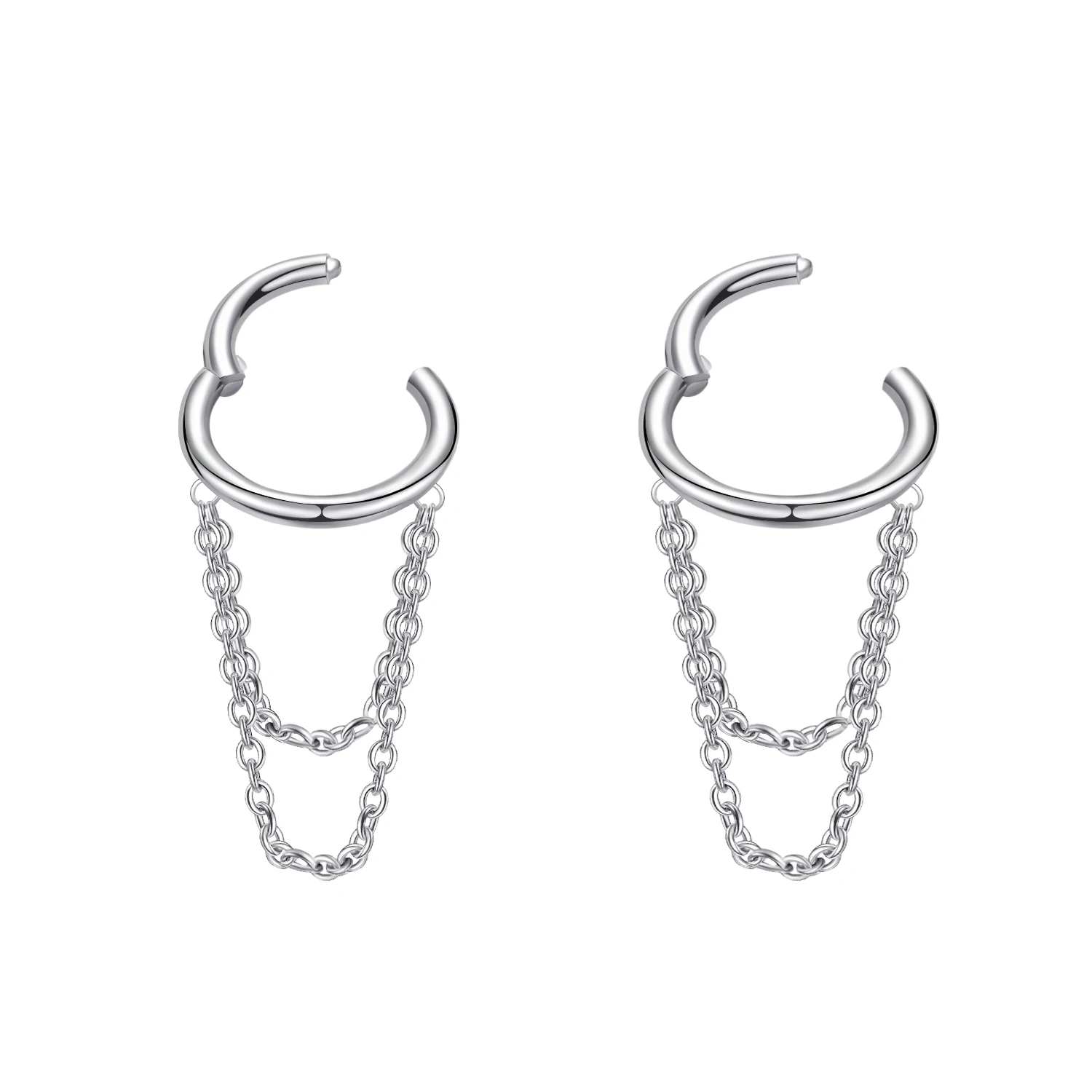 VOJO G23 Titanium 16G Cartilage Helix Piercing Jewelry, Stainless Steel Chain Dangle Hoop Earrings for Women