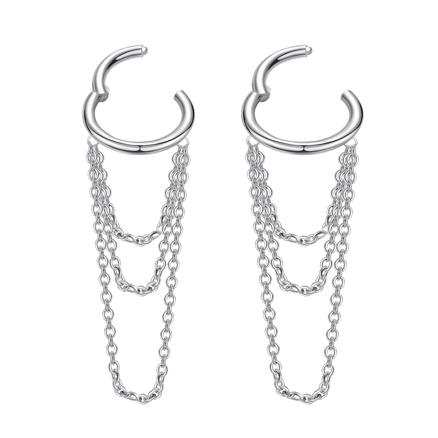 VOJO G23 Titanium 16G Cartilage Helix Piercing Jewelry, Stainless Steel Chain Dangle Hoop Earrings for Women