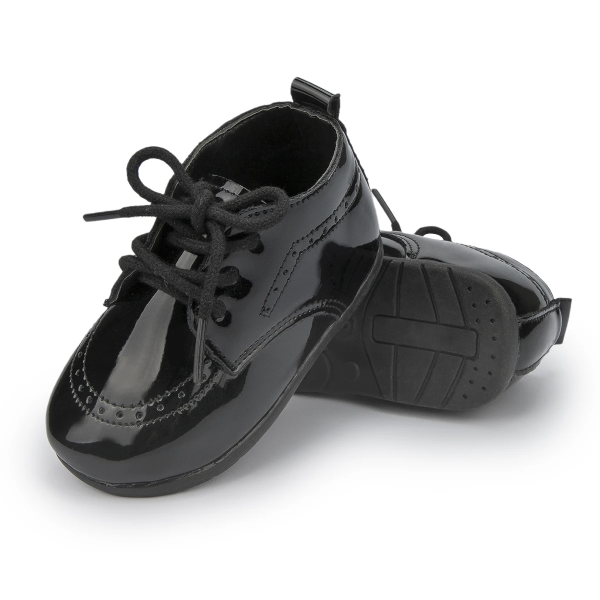 KIDSUN 2021 New Arrival Infant Baby Shoes Baptism Shoes PU Leather Toddler First Walkers Rubber Soft Sole Anti-slip Moccasins