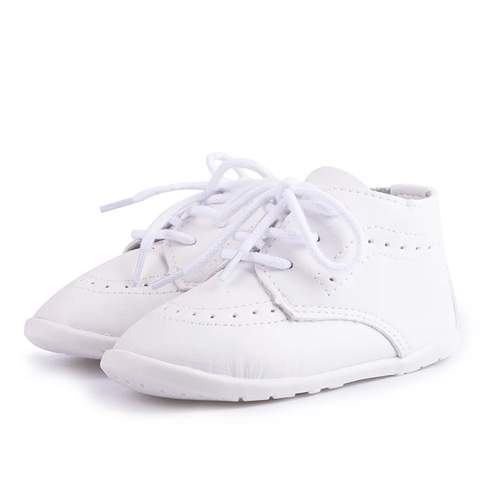 KIDSUN 2021 New Arrival Infant Baby Shoes Baptism Shoes PU Leather Toddler First Walkers Rubber Soft Sole Anti-slip Moccasins