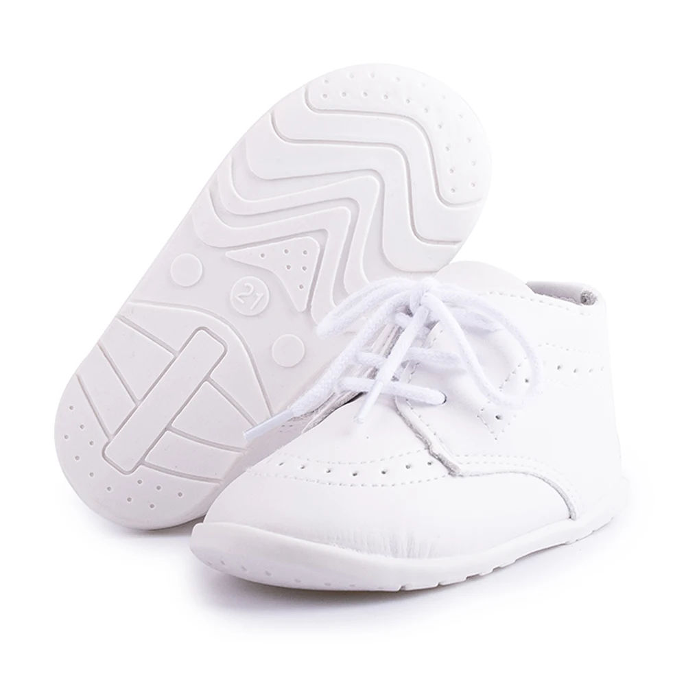KIDSUN 2021 New Arrival Infant Baby Shoes Baptism Shoes PU Leather Toddler First Walkers Rubber Soft Sole Anti-slip Moccasins