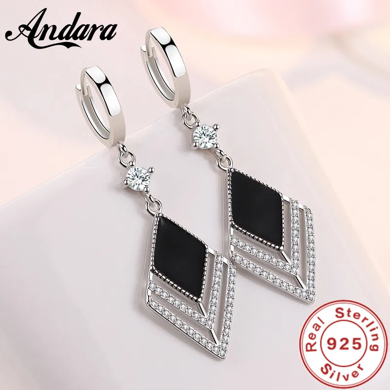 925 Sterling Silver Long Earrings Flow Retro Zircon Diamond Long Earrings Lady Fashion Jewelry Gift