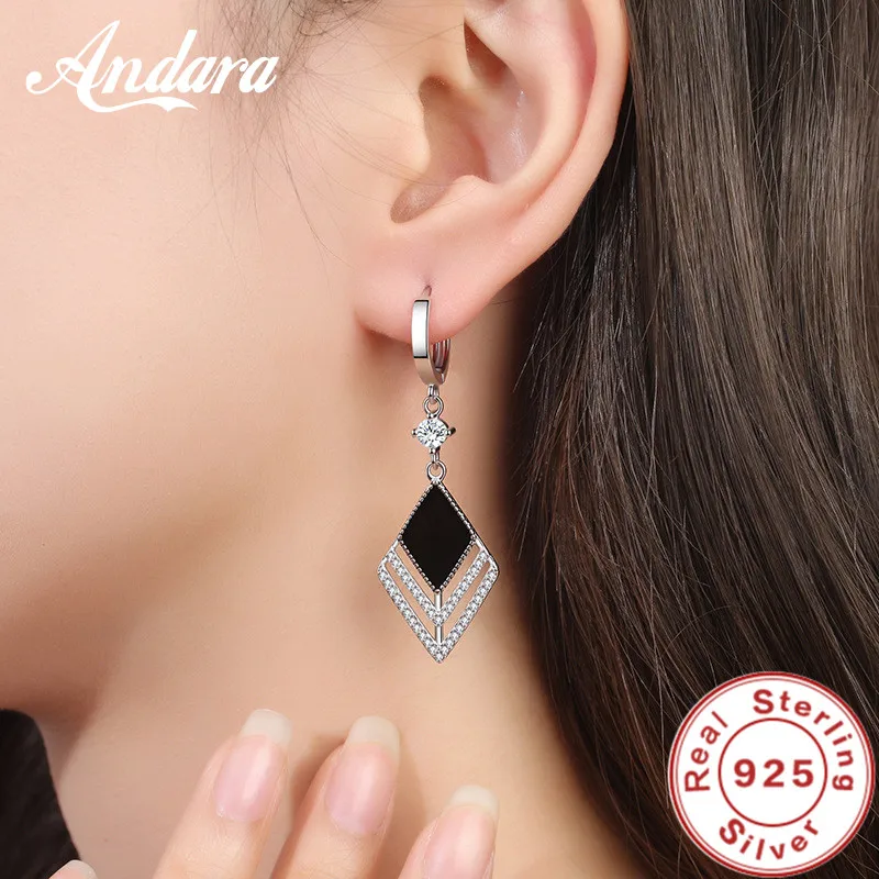 925 Sterling Silver Long Earrings Flow Retro Zircon Diamond Long Earrings Lady Fashion Jewelry Gift