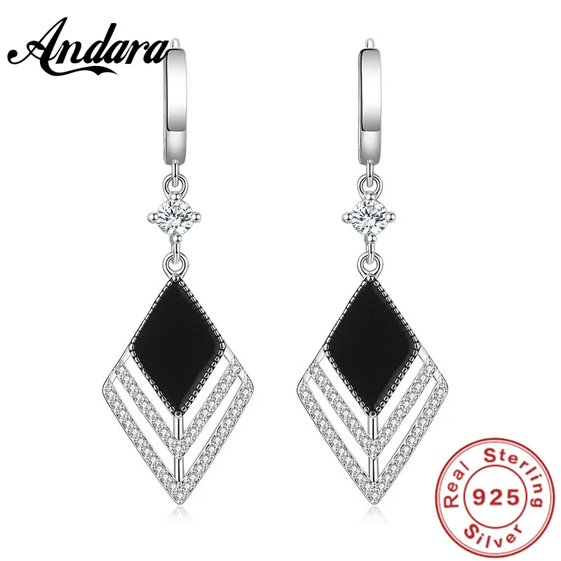 925 Sterling Silver Long Earrings Flow Retro Zircon Diamond Long Earrings Lady Fashion Jewelry Gift