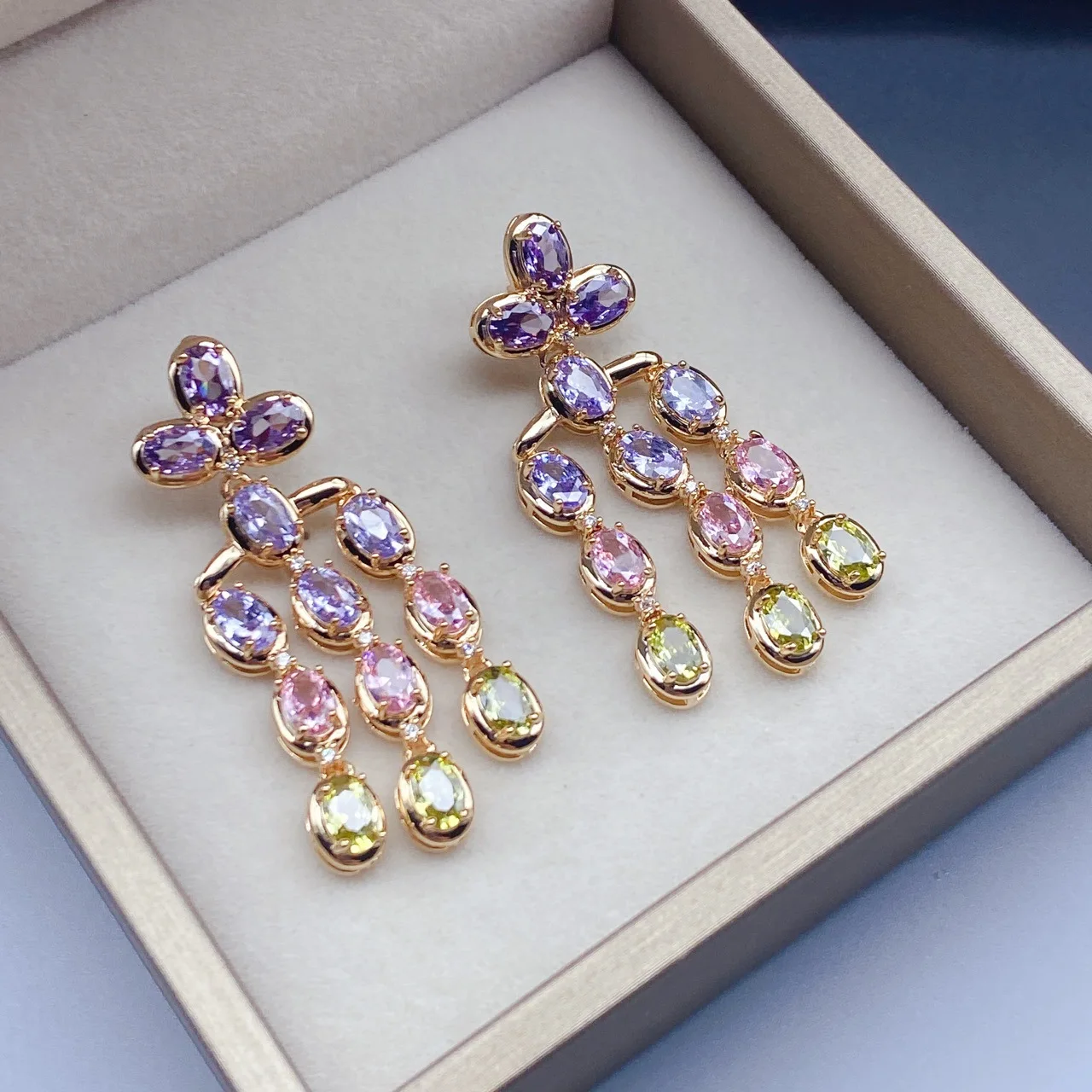 Bilincolor Cubic Zirconia Trendy Cute Tassel Summer Earring for Women