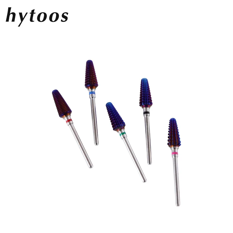 HYTOOS Purple Tornado Bit 3/32 Carbide Nail Drill Bits Milling Cutters For Manicure Remove Gel Electric File Accessories