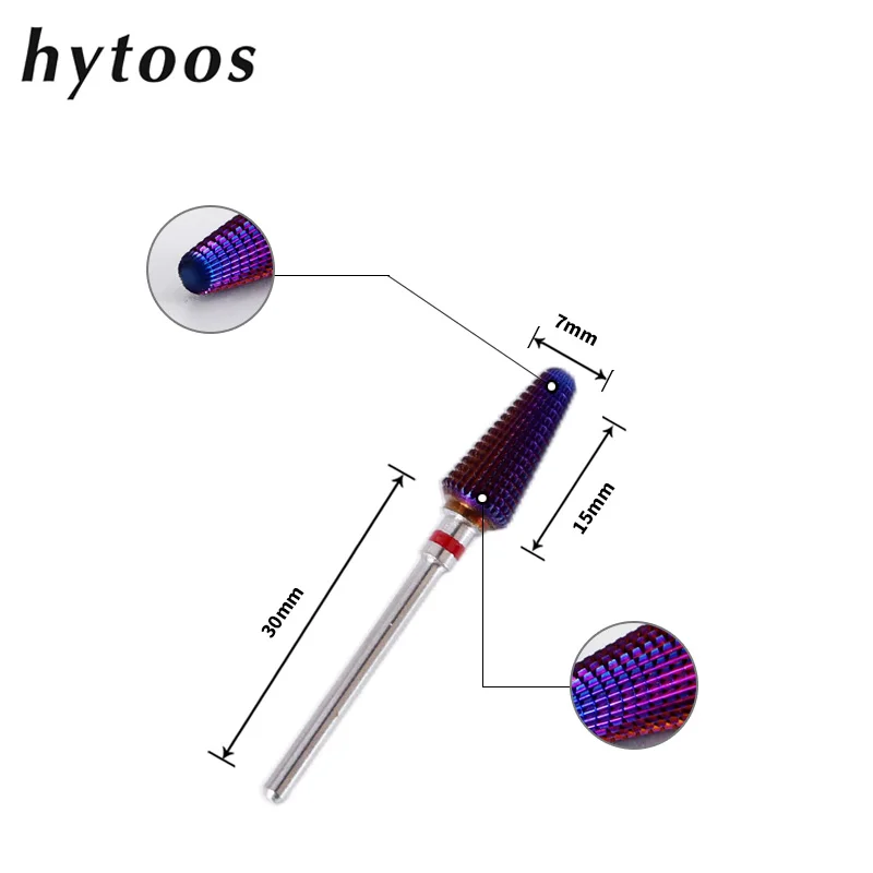 HYTOOS Purple Tornado Bit 3/32 Carbide Nail Drill Bits Milling Cutters For Manicure Remove Gel Electric File Accessories