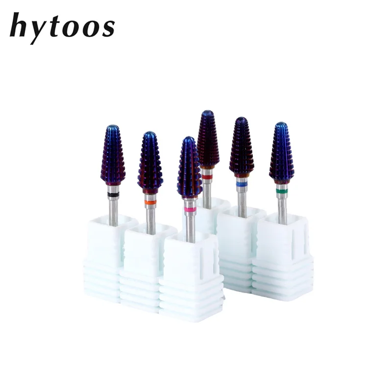 HYTOOS Purple Tornado Bit 3/32 Carbide Nail Drill Bits Milling Cutters For Manicure Remove Gel Electric File Accessories