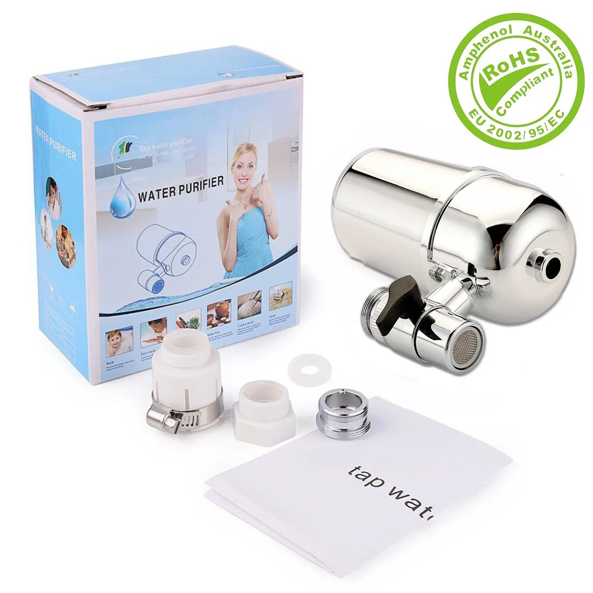 Faucet Water Filter Faucet Mount Water Filtration System Household Kitchen Water Purifier Tap Water Filter, Reduce Chlorine