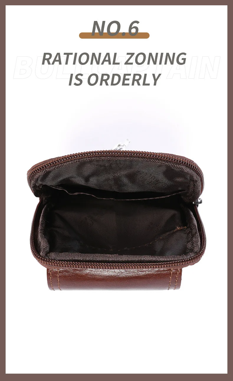 BULLCAPTAIN Genuine Leather Vintage Waist Packs Men Travel Fanny Pack Belt Bum Shoulder Bag Waist Bag Mobile Phone Pouch