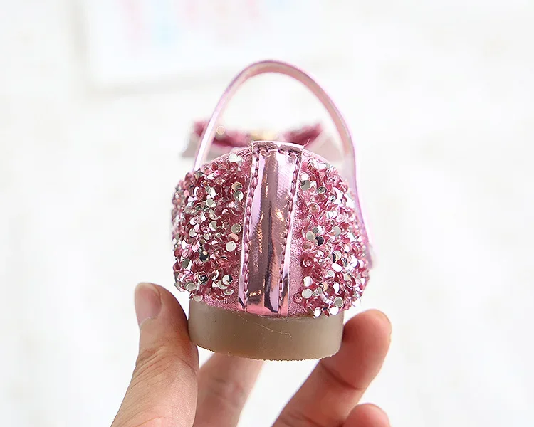 Fashion Girls Shoes Kids Flats Shoes Sequins Rhinestone Princess With Butterfly-Knot Flats Shoes For Students New Autumn 2022