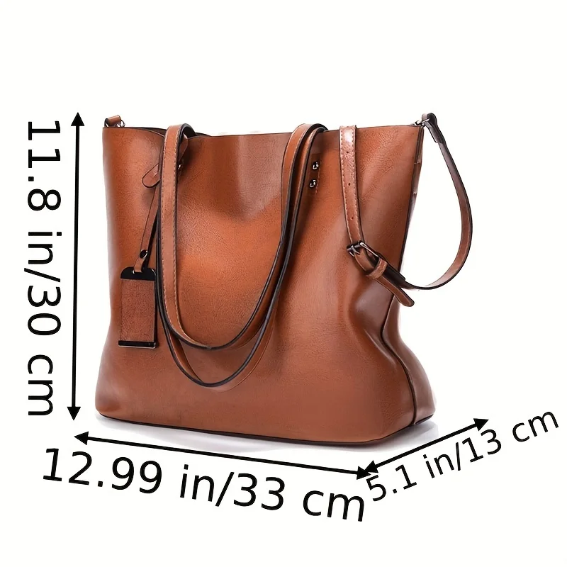Fashionable Classic Retro Leather Women's Tote Handbag Cross Body Bag Documents Work Bag Computer Partition Bag Travel Bag
