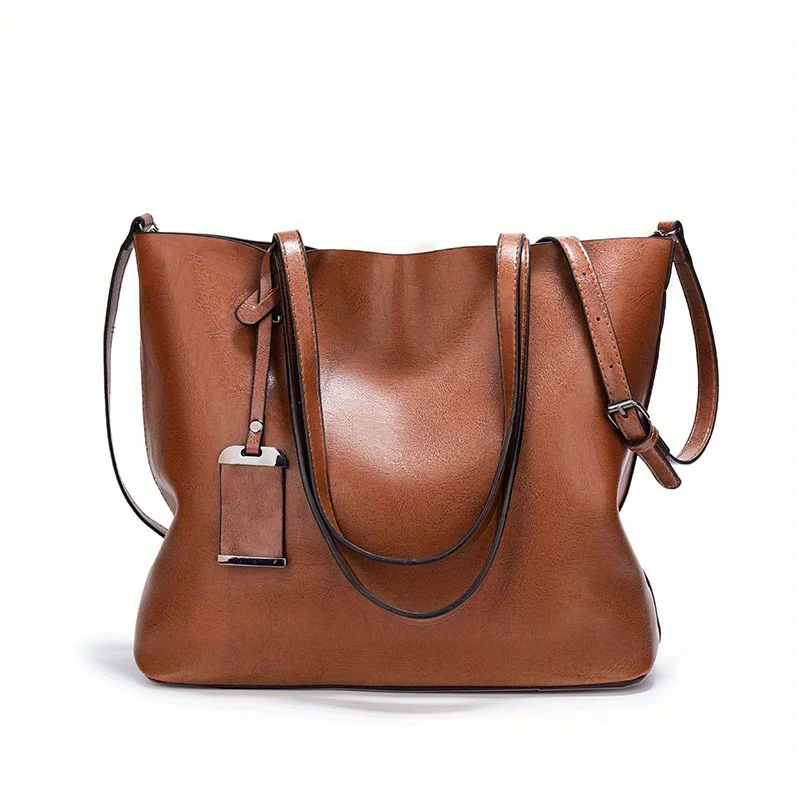 Fashionable Classic Retro Leather Women's Tote Handbag Cross Body Bag Documents Work Bag Computer Partition Bag Travel Bag
