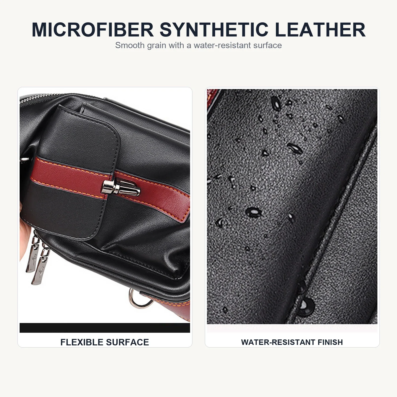Men Leather Chest Bag Crossbody Sling Bag Casual Business Travel Shoulder Messenger Bag Black Brown