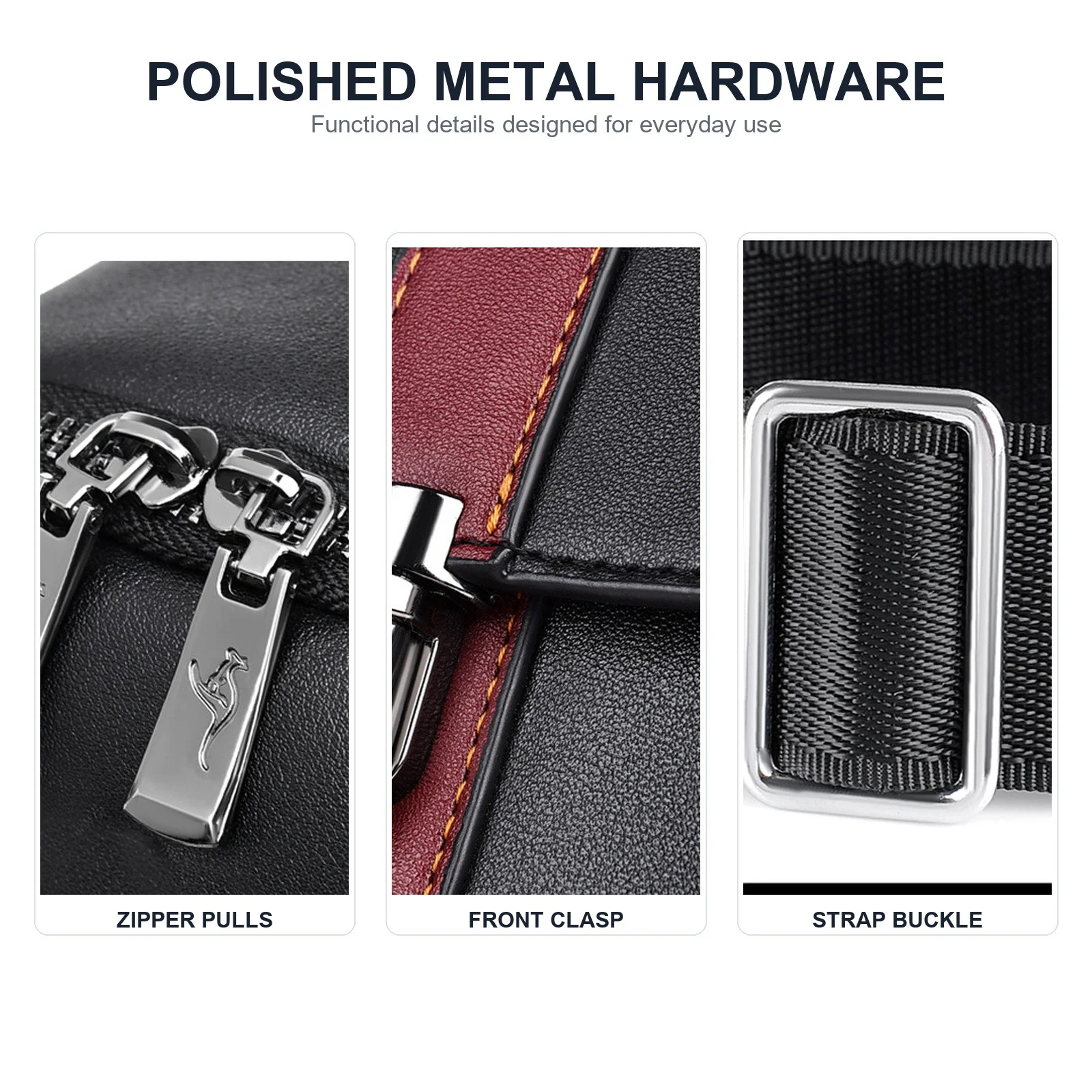 Men Leather Chest Bag Crossbody Sling Bag Casual Business Travel Shoulder Messenger Bag Black Brown
