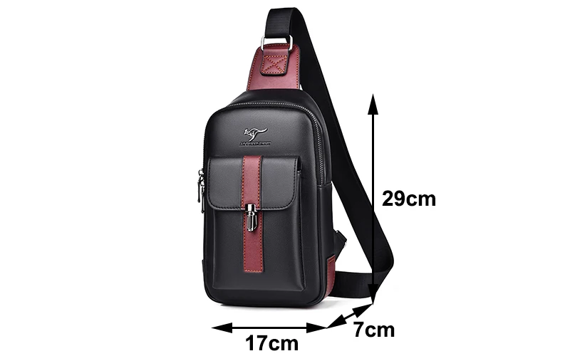 Men Leather Chest Bag Crossbody Sling Bag Casual Business Travel Shoulder Messenger Bag Black Brown