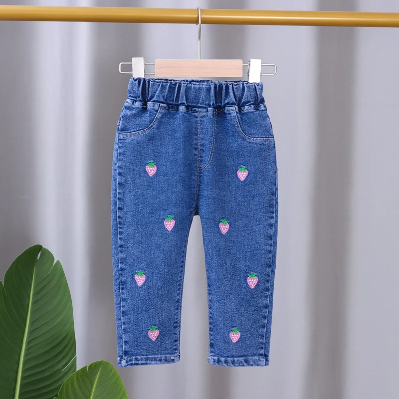 Baby Girls Tight Jeans Spring Autumn Girls Suona Denim Trousers Casual Kids Stretch Flared Pants Children Clothes For0-5Years