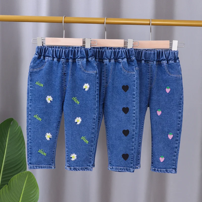 Baby Girls Tight Jeans Spring Autumn Girls Suona Denim Trousers Casual Kids Stretch Flared Pants Children Clothes For0-5Years