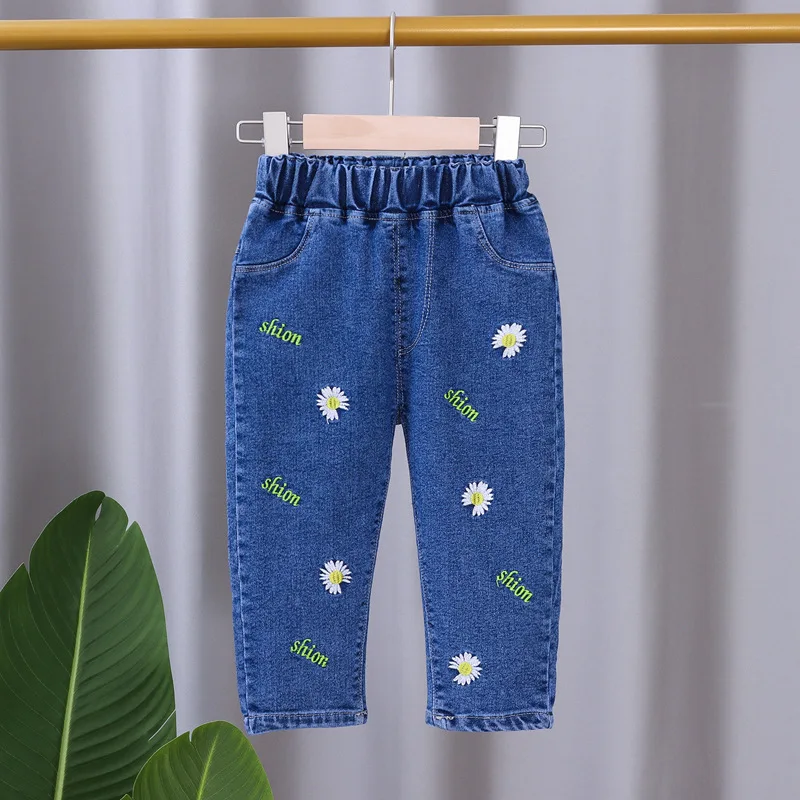 Baby Girls Tight Jeans Spring Autumn Girls Suona Denim Trousers Casual Kids Stretch Flared Pants Children Clothes For0-5Years
