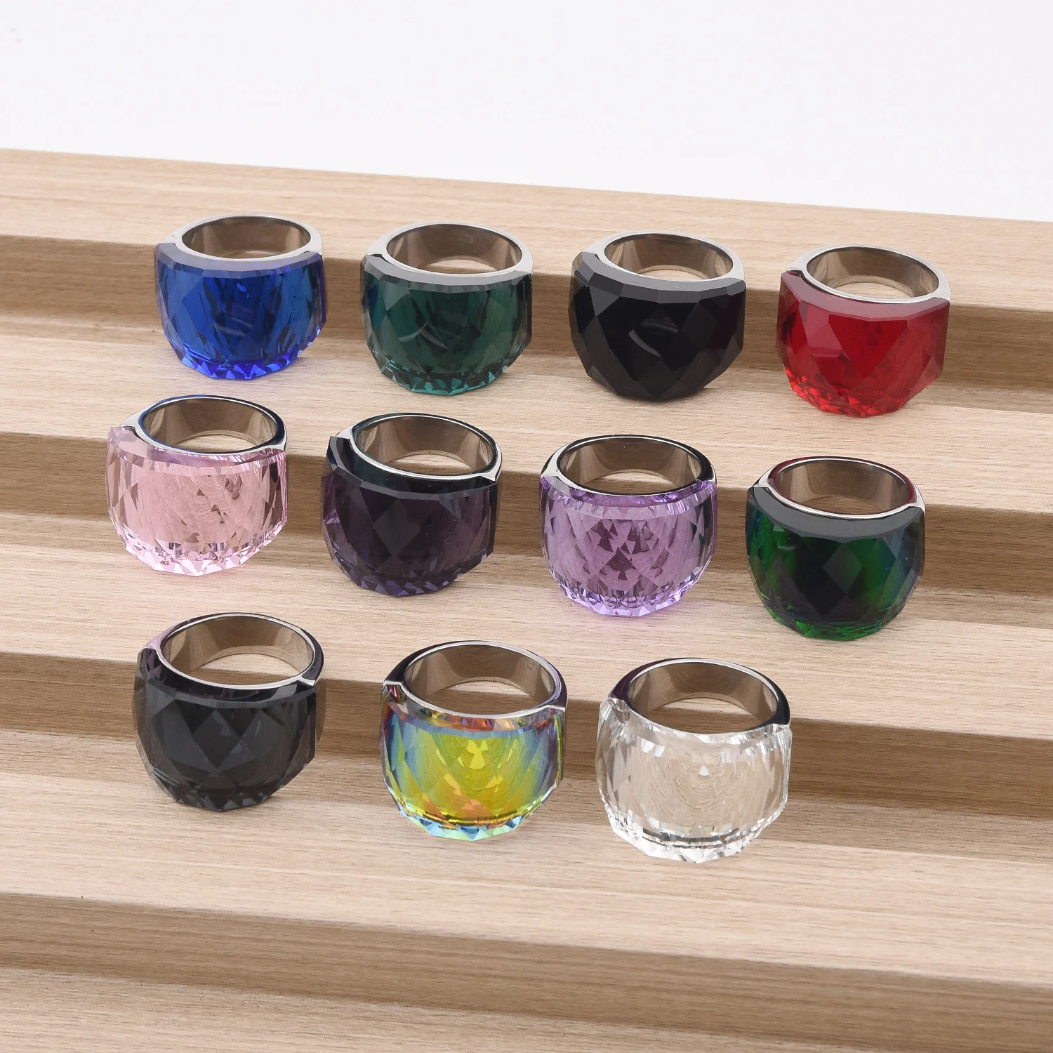 Men's/Women High Quality Luxury Stainless Steel Multi-Gemstone Style Ring Classic Trend Jewelry