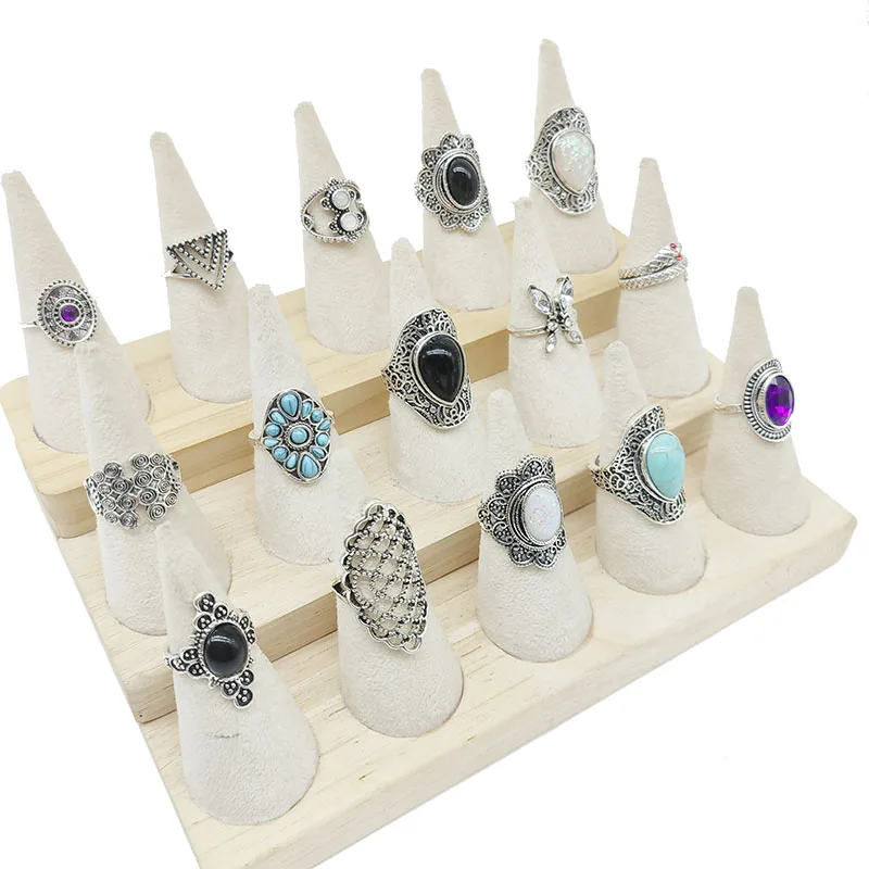 50pcs/Lot Wholesale Vintage Exaggerate Big Water Drop Finger Rings for Women Purple Crystal Oval Opal Stone Bear Acrylic Jewelry