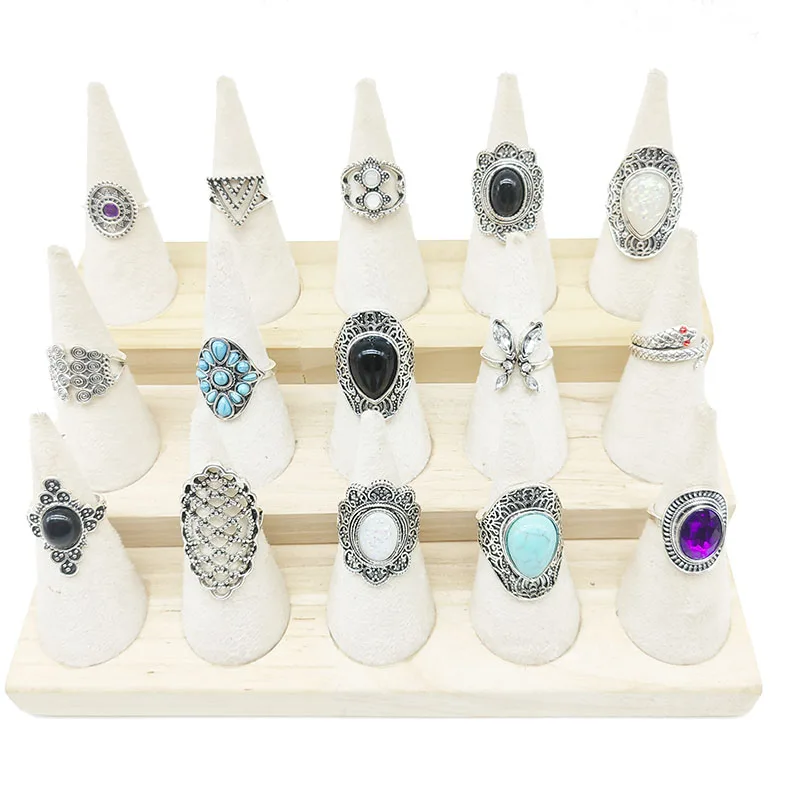 50pcs/Lot Wholesale Vintage Exaggerate Big Water Drop Finger Rings for Women Purple Crystal Oval Opal Stone Bear Acrylic Jewelry