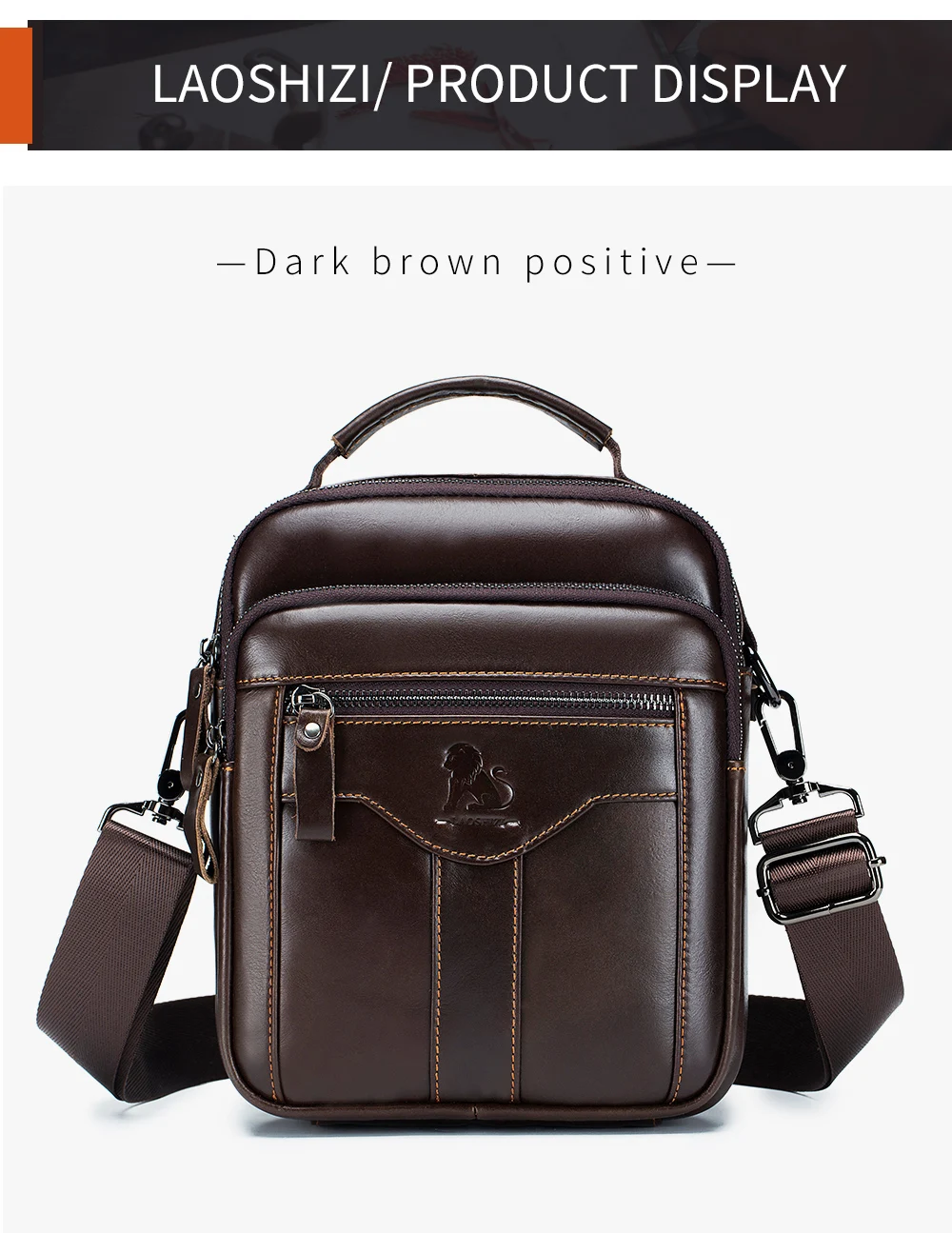 Men's crossbody bag, fashionable leather bag, trendy retro men's top layer cowhide shoulder bag