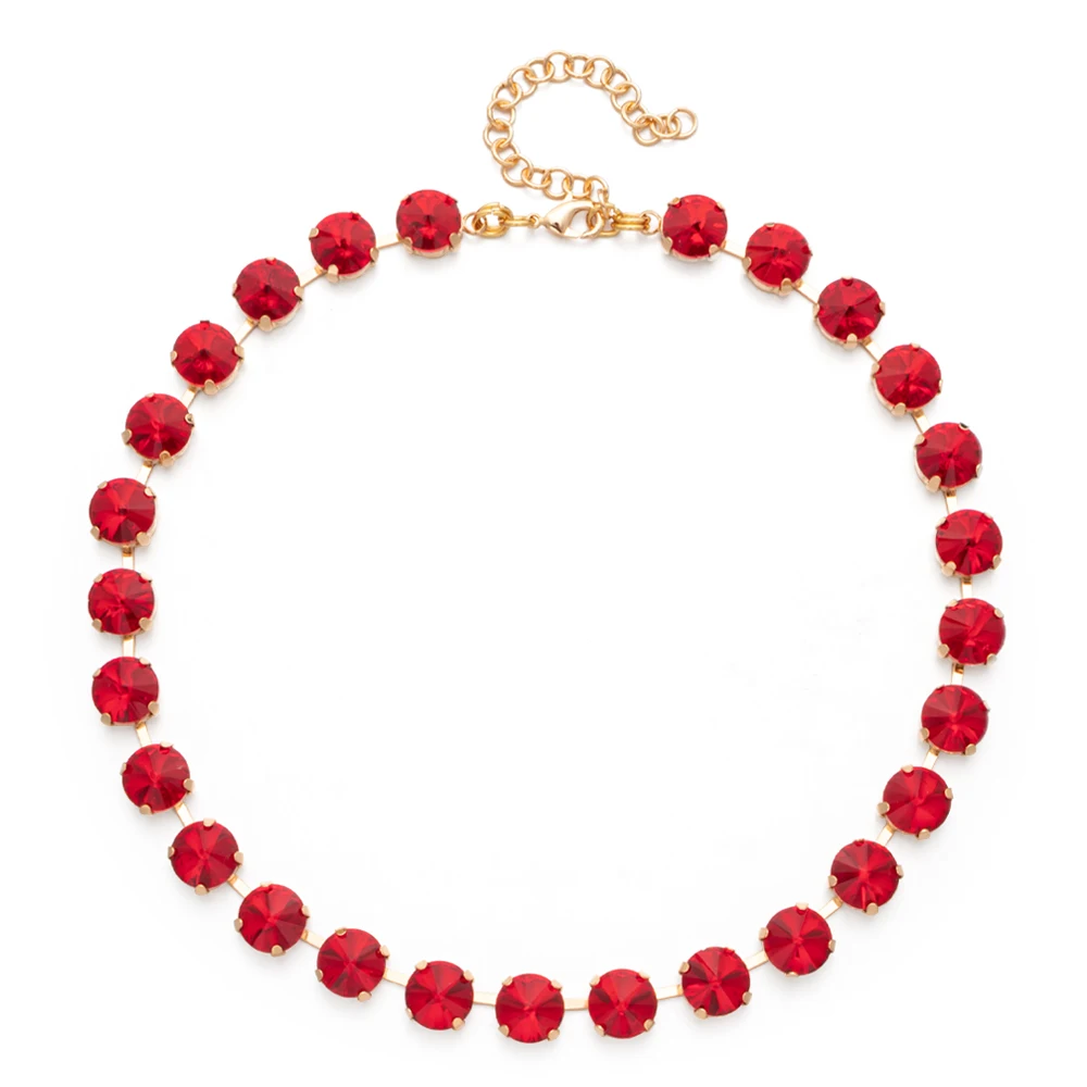 2023 Spring Summer Style Colorful Crystal Beads Necklace For Women Round Crystal Charms Choker Handmade Crystal Jewelry Party